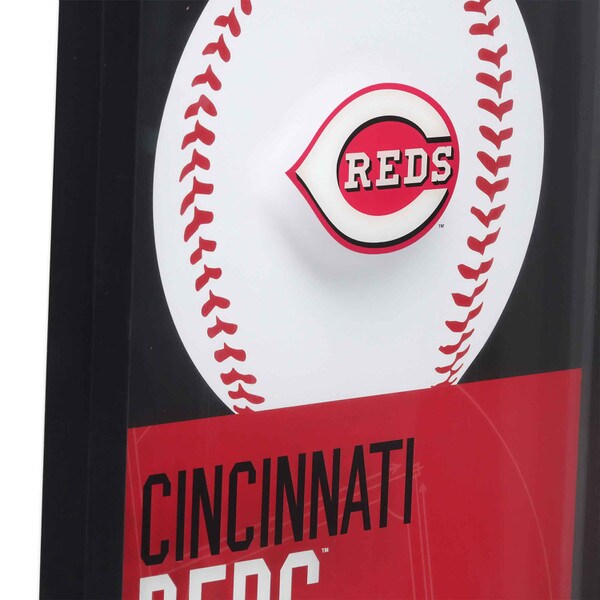 Cincinnati Reds Logo Baseball & Diamond Framed Glass Wall Decor Open